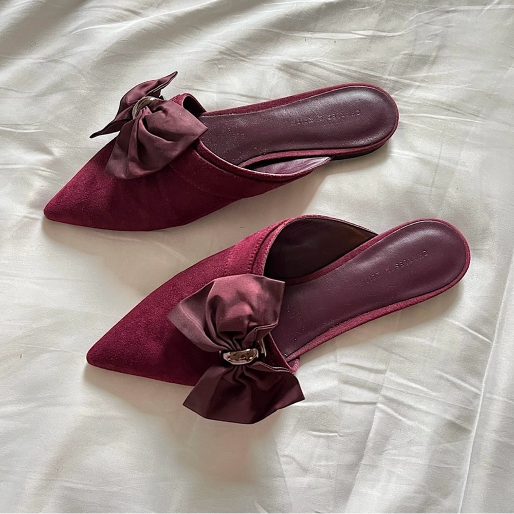 Elegant Burgundy Mules with Bow